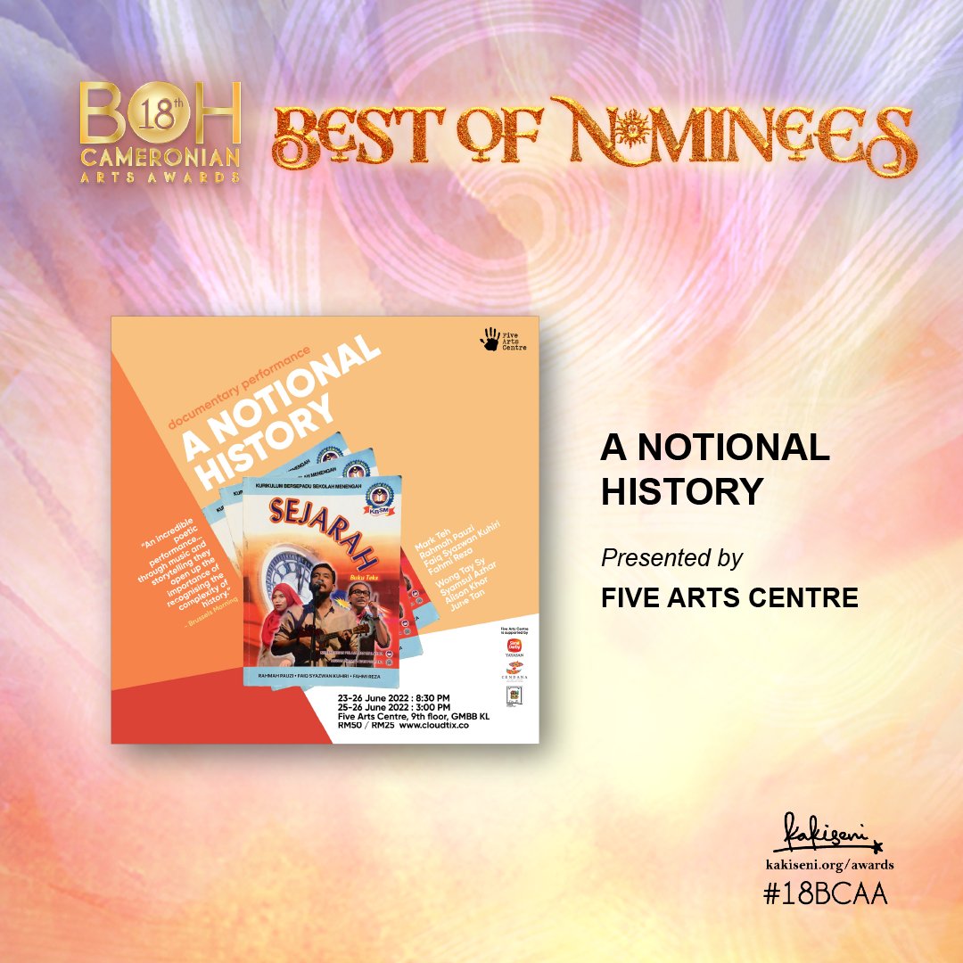 kakiseni's tweet photo. Memperkenalkan calon-calon di bawah kategori "Best Of" untuk Anugerah Seni BOH Cameronian ke-18. What are your top 3 predictions
#18bcaa #bestof #setiapadasenimu  #performingart 
@thedailyseni @MuzikKita @muzikini @twt_muzik @musicaddicts_my @twt_gig @JuiceMy @ASWARA_Official https://t.co/pA1itAOsYV
