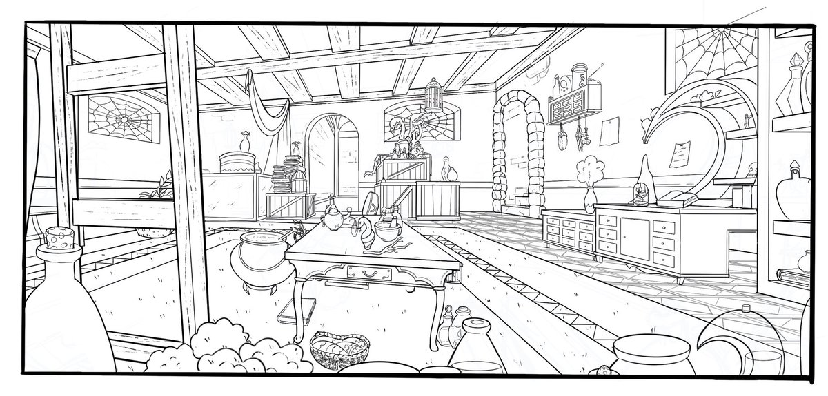 Ashleycherry93's tweet photo. Some backgrounds I did of a potion room 🧪 🦇 tried to continue matching it to the show style of the ghost and Molly McGee 😊 https://t.co/5MmhvJ6Hro