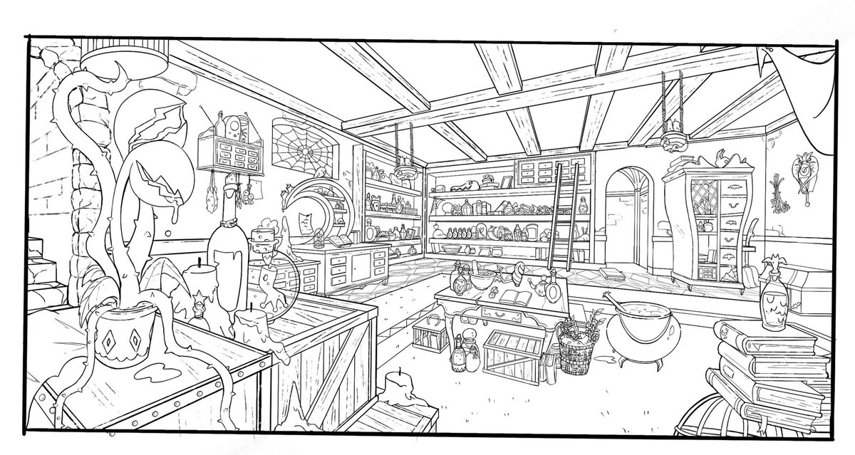 Ashleycherry93's tweet photo. Some backgrounds I did of a potion room 🧪 🦇 tried to continue matching it to the show style of the ghost and Molly McGee 😊 https://t.co/5MmhvJ6Hro