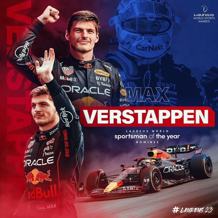 Max Verstappen fue nominado por Laureus Sports como deportista del año.

Competirá contra:
-Lionel Messi ⚽
-Kylian Mbappe ⚽
-Rafael Nadal 🎾
-Stephen Curry 🏀
-Mondo Duplantis 🏃‍♂️

#F1 #Laureus23 #verstappen