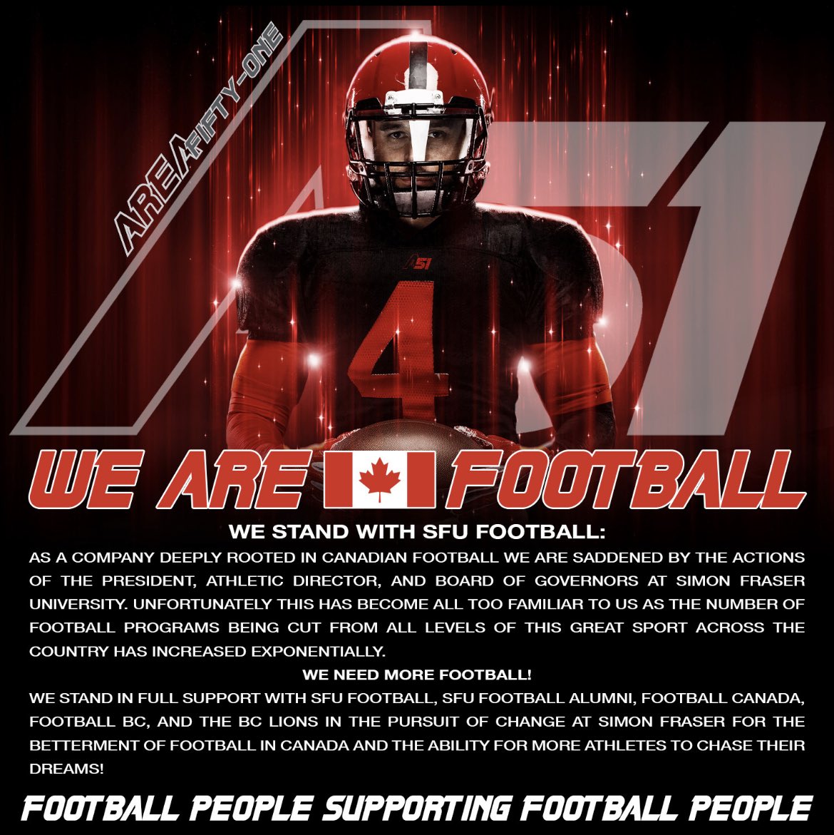 SportsArea51's tweet photo. We are in full support of @sfu_football! We all Rep the 🍁 now! 🇨🇦 🏈 https://t.co/F8SBtHymAo
