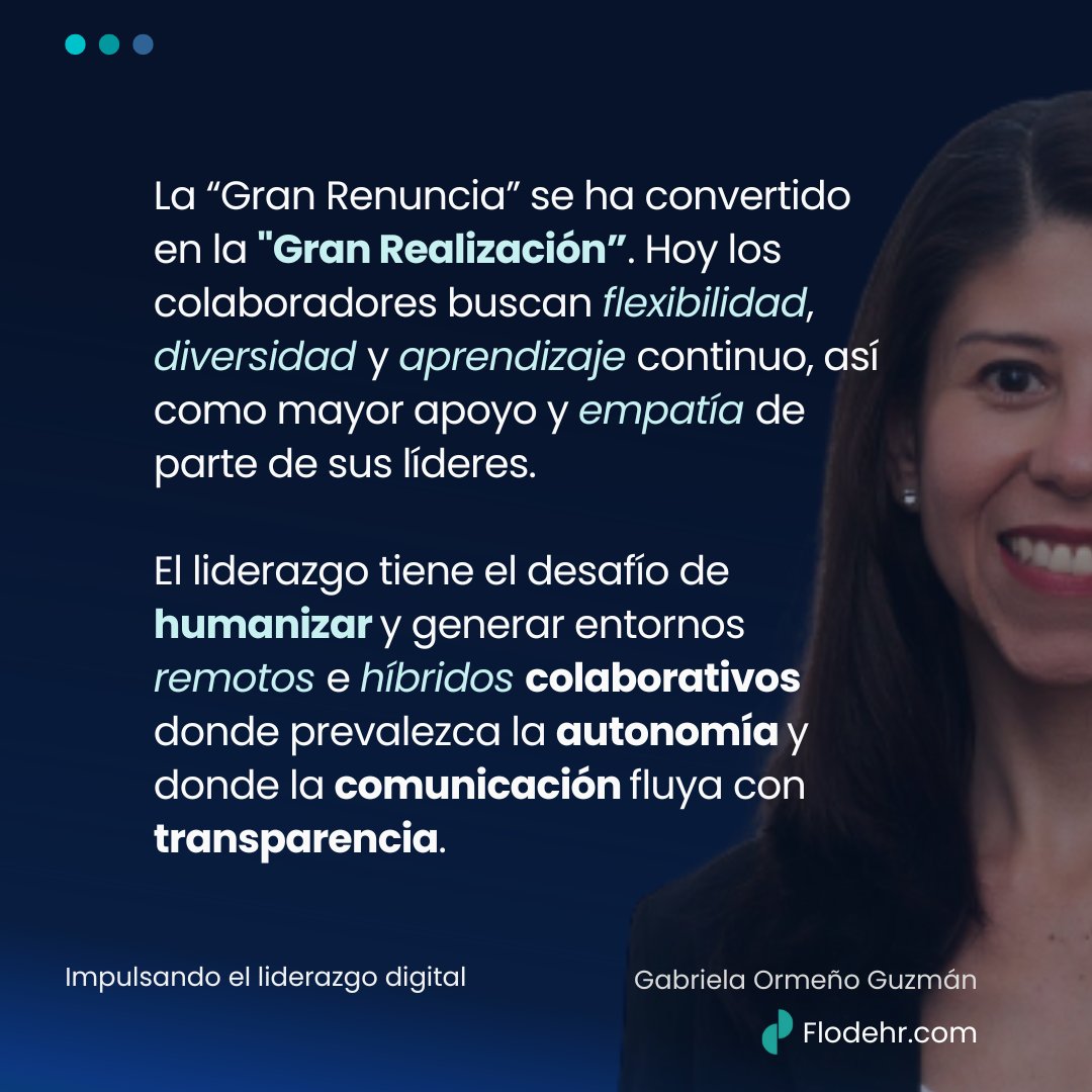 gabrielaormenog's tweet photo. La “Gran Renuncia” se ha convertido en la “Gran Realización”. Los colaboradores eligen organizaciones donde prime la flexibilidad, autonomía, diversidad y aprendizaje continuo https://t.co/BfJK4zRkGD
#FlodeHR #liderazgodigital https://t.co/KvzzDBZb0S