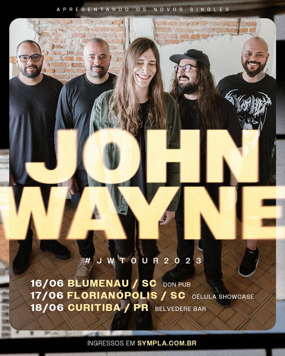 BandaJohnWayne's tweet photo. Tamo chegando, sul do Brasil❤️‍🔥 Ingressos a venda em https://t.co/W3uFFYiRmw

Esperamos vocês lá para cantar os novos sons da banda com a gente, fechou? 🙏🏼

#bandajohnwayne #metalcore #metal #hardcore #tour #sul #blumenau #florianopolis #curitiba https://t.co/QRljFqAQDZ