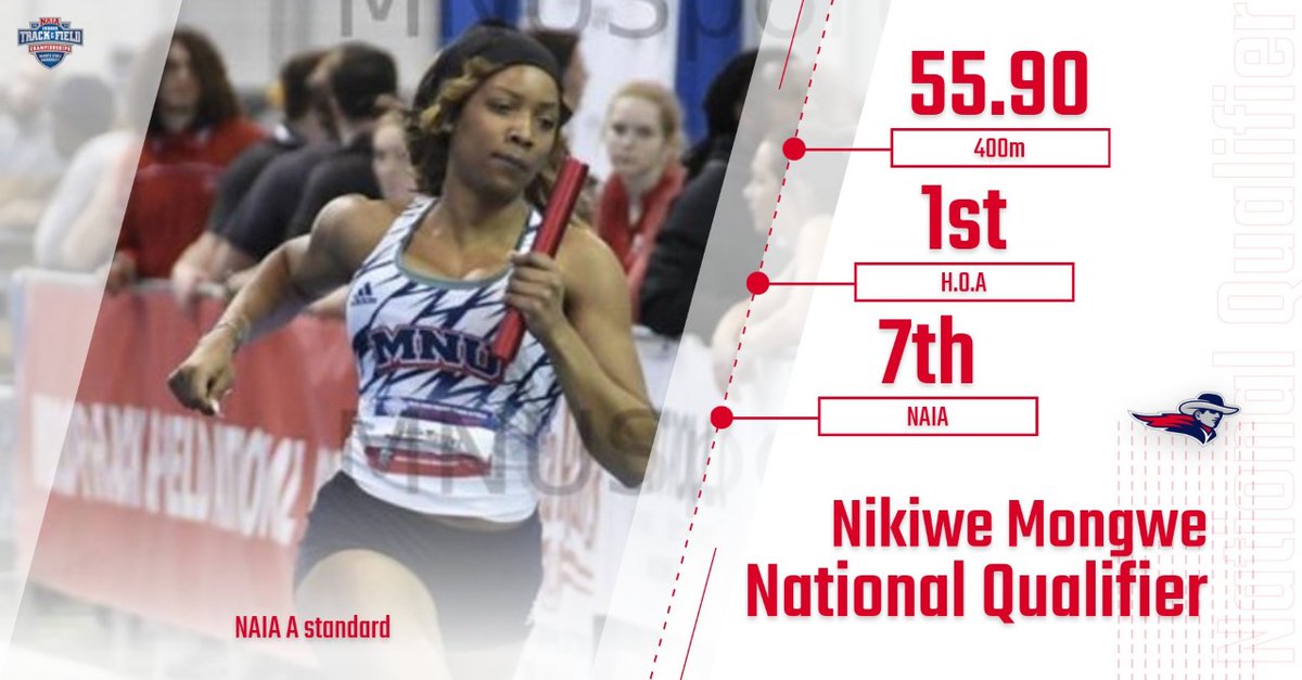 🚨National Qualifier!!🚨

Niki opens up her outdoor season in a HUGE way opening up in the 400m with a time of 55.90! This is an NAIA National A Standard and she is currently sitting 7th in the nation! Congrats, Niki