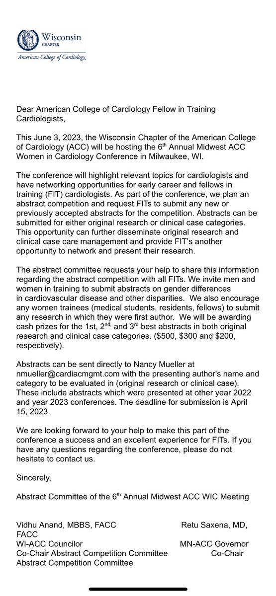 Shruti Hegde (@shrutihegde16) on Twitter photo Abstract submission now open for 6th annual Midwest ACC! FITs please make the most of this abstract competition.. <a href="/SIUcardsfellows/">SIU Cardiology Fellows</a> <a href="/CardioNerds/">CardioNerds</a> <a href="/MahiAshwath/">Mahi Ashwath</a> <a href="/avolgman/">AnnabelleVolgman MD</a> <a href="/ACCinTouch/">American College of Cardiology</a> <a href="/siusom/">SIU Medicine</a> <a href="/renujain19/">Renu</a> Abstract submission now open for 6th annual Midwest ACC! FITs please make the most of this abstract competition.. <a href="/SIUcardsfellows/">SIU Cardiology Fellows</a> <a href="/CardioNerds/">CardioNerds</a> <a href="/MahiAshwath/">Mahi Ashwath</a> <a href="/avolgman/">AnnabelleVolgman MD</a> <a href="/ACCinTouch/">American College of Cardiology</a> <a href="/siusom/">SIU Medicine</a> <a href="/renujain19/">Renu</a>