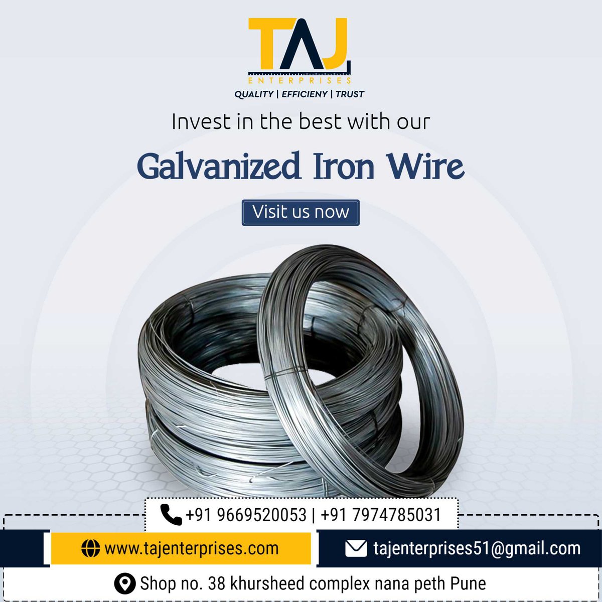 moiztajpur's tweet image. #tajenterprises
#giwire #wire #galvanisedwire #india #suppliers #all ..For more info visit...tajenterprisespune.com/latest-update/…