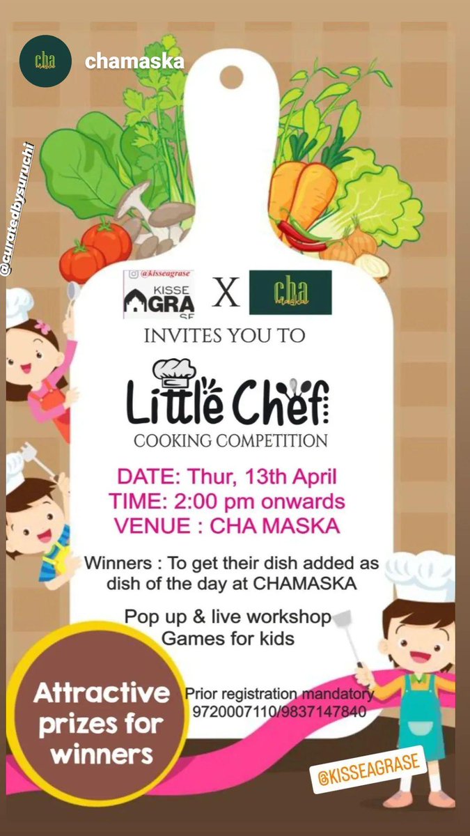 instagram.com/kisseagrase
#arpilevent #cookingcompetition #workshop #kidsofinstagram #kidsevent #collaboration #curatedbysuruchi #kisseagrase2