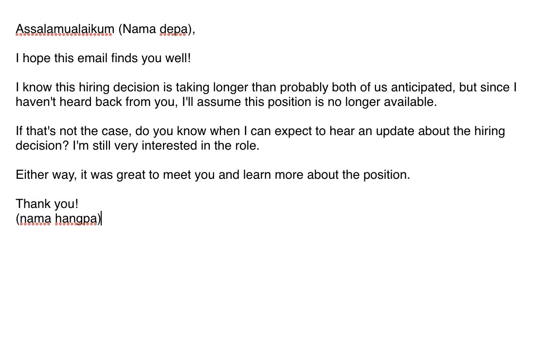 faridaffy's tweet photo. Kalau korang tengah kena ghosting dengan company lepas interview. Boleh try send email ni. Try je mana tau dapat result yang bagus. https://t.co/wM6dp9eEWG