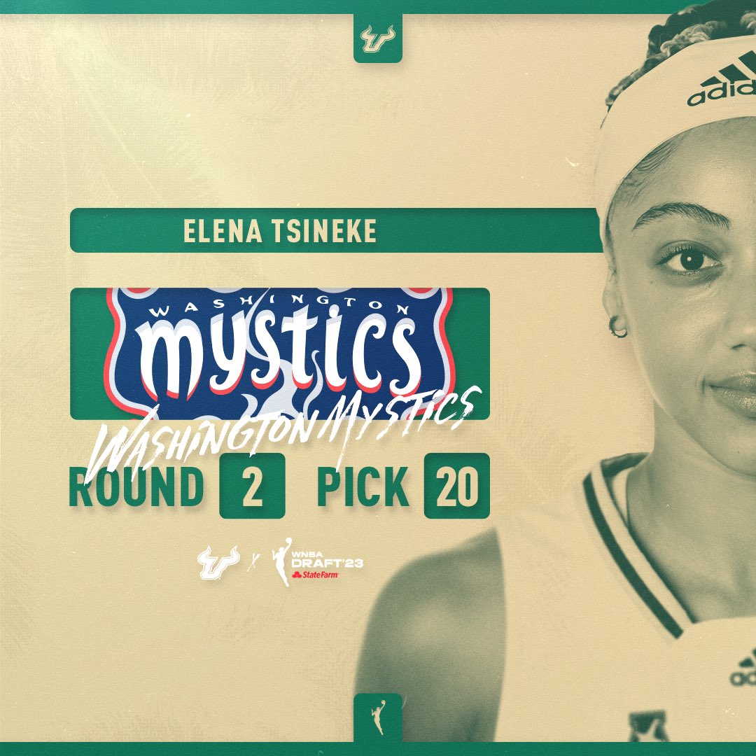 USF Women's Basketball (@usfwbb) on Twitter photo SHE IS A PRO!
With the 20th pick of the #WNBADraft
The <a href="/WashMystics/">Washington Mystics</a> select <a href="/ETsineke/">Elena Tsineke</a>
#HornsUp | #RunWithUs SHE IS A PRO!
With the 20th pick of the #WNBADraft
The <a href="/WashMystics/">Washington Mystics</a> select <a href="/ETsineke/">Elena Tsineke</a>
#HornsUp | #RunWithUs