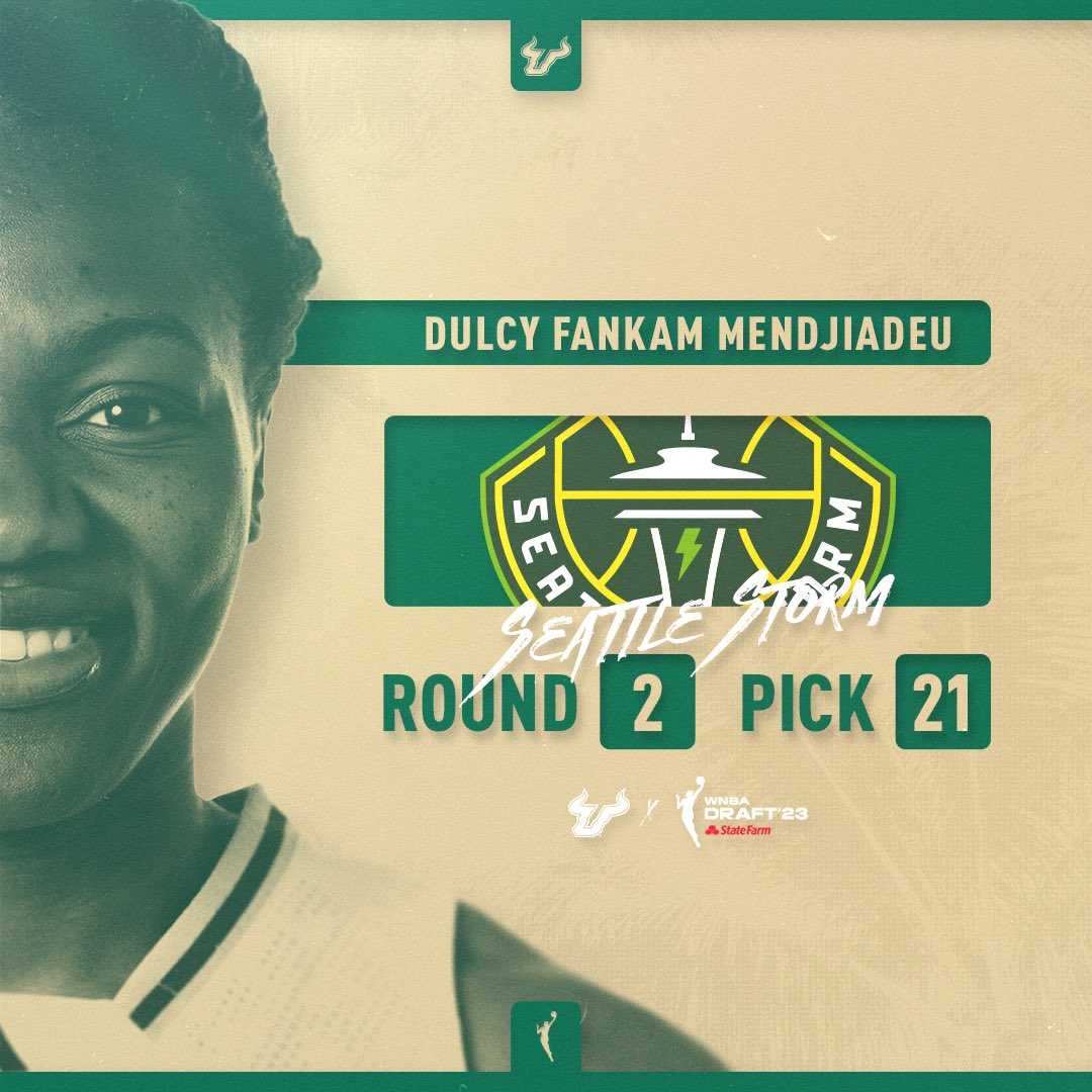 WE ARE GOING BACK TO BACK! 
And Coast to Coast! 
 
With the 21st pick of the #WNBADraft 
The @seattlestorm select @DulcyMendjiadeu 

#HornsUp🤘 | #RunWithUs