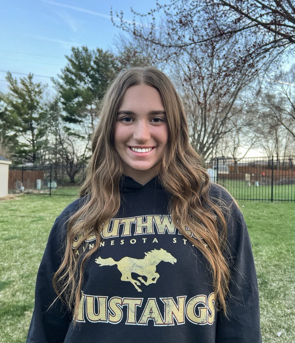 I am so excited and blessed to announce my verbal commitment to continue my athletic and academic career at Southwest Minnesota State University!! Thank you to all of my coaches, teammates, friends, and family who have supported me through this journey! #rollstangs 🐴