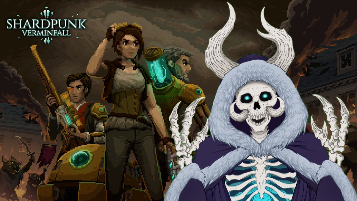 amunedal's tweet photo. HERE IS OUR BIG ANNOUNCEMENT!
I am being sponsored by Shardpunk Verminfall to play their game on the 12th!
I hope you will be there to play this XCom meets Darkest Dungeon strategy game where we attack rats with tesla canons and enthusiasm!
#Shardpunk #Verminfall #VTuber https://t.co/17DNjwiUcY