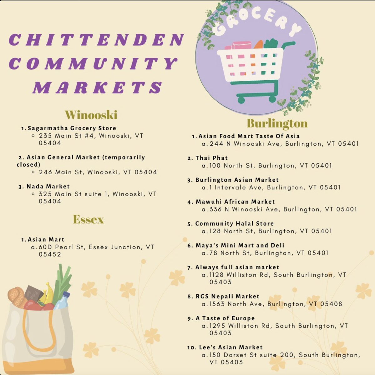 Here are some International grocery stores around Chittenden County, Vermont! Comment below if we can add more to the list!