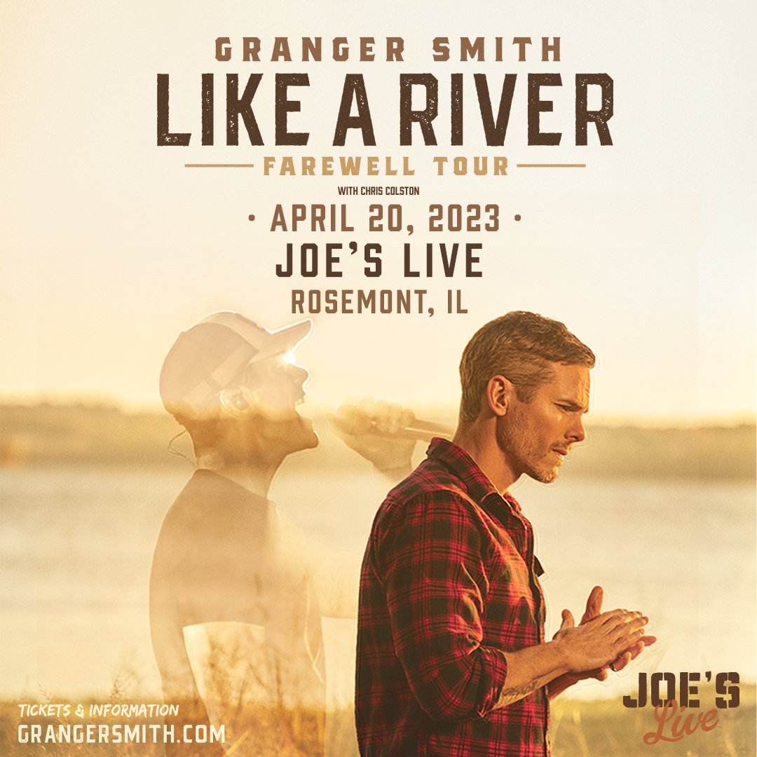Joe's Live Rosemont (@joesrosemont) on Twitter photo ON SALE NOW | Don't miss seeing <a href="/GrangerSmith/">Granger Smith</a> during his Like A River Farewell Tour with Chris Colston on Thurs, April 20. Tickets are selling fast at joesliverosemont.com.🎟bit.ly/3K4Fufj
This is an all-ages show. Under 21 must be accompanied by a parent or guardian. ON SALE NOW | Don't miss seeing <a href="/GrangerSmith/">Granger Smith</a> during his Like A River Farewell Tour with Chris Colston on Thurs, April 20. Tickets are selling fast at joesliverosemont.com.🎟bit.ly/3K4Fufj
This is an all-ages show. Under 21 must be accompanied by a parent or guardian.