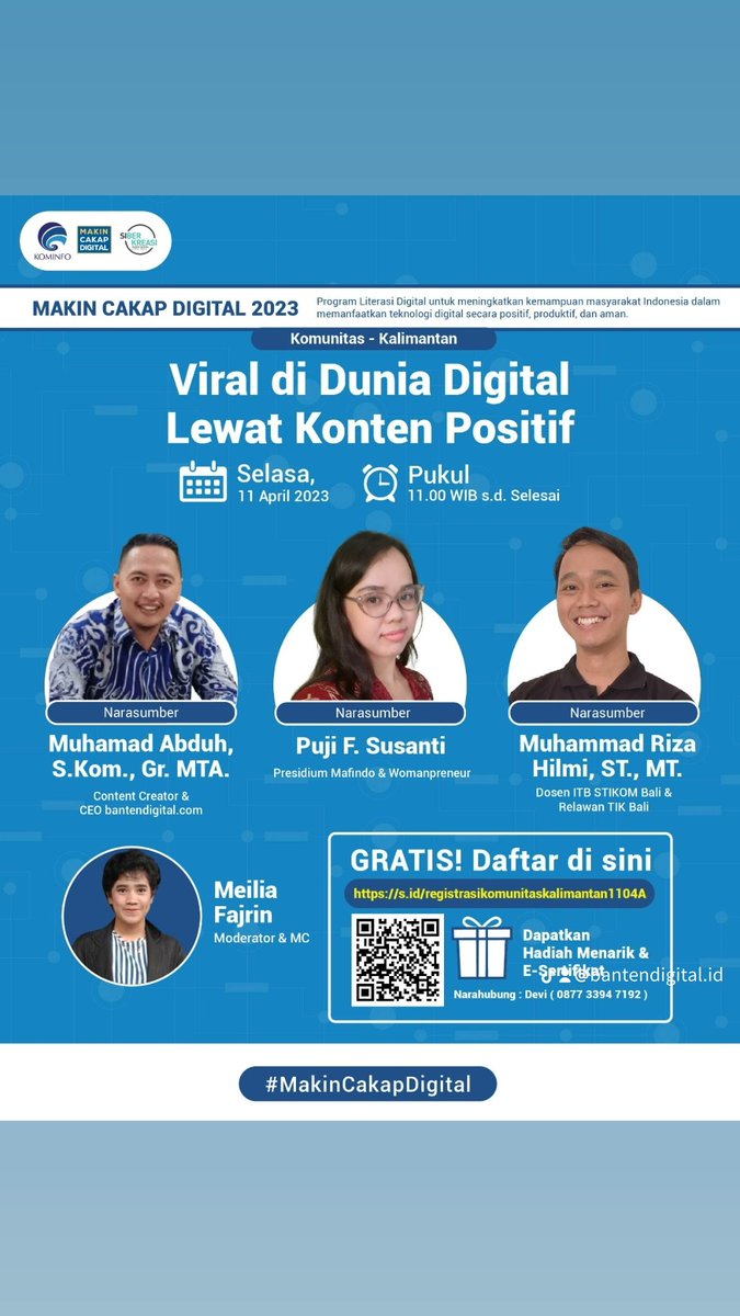 Viral di Dunia Digital Lewat Konten Positif
  event.literasidigital.id/daftar/26813

#literasidigital #makincakapdigital #kominfo