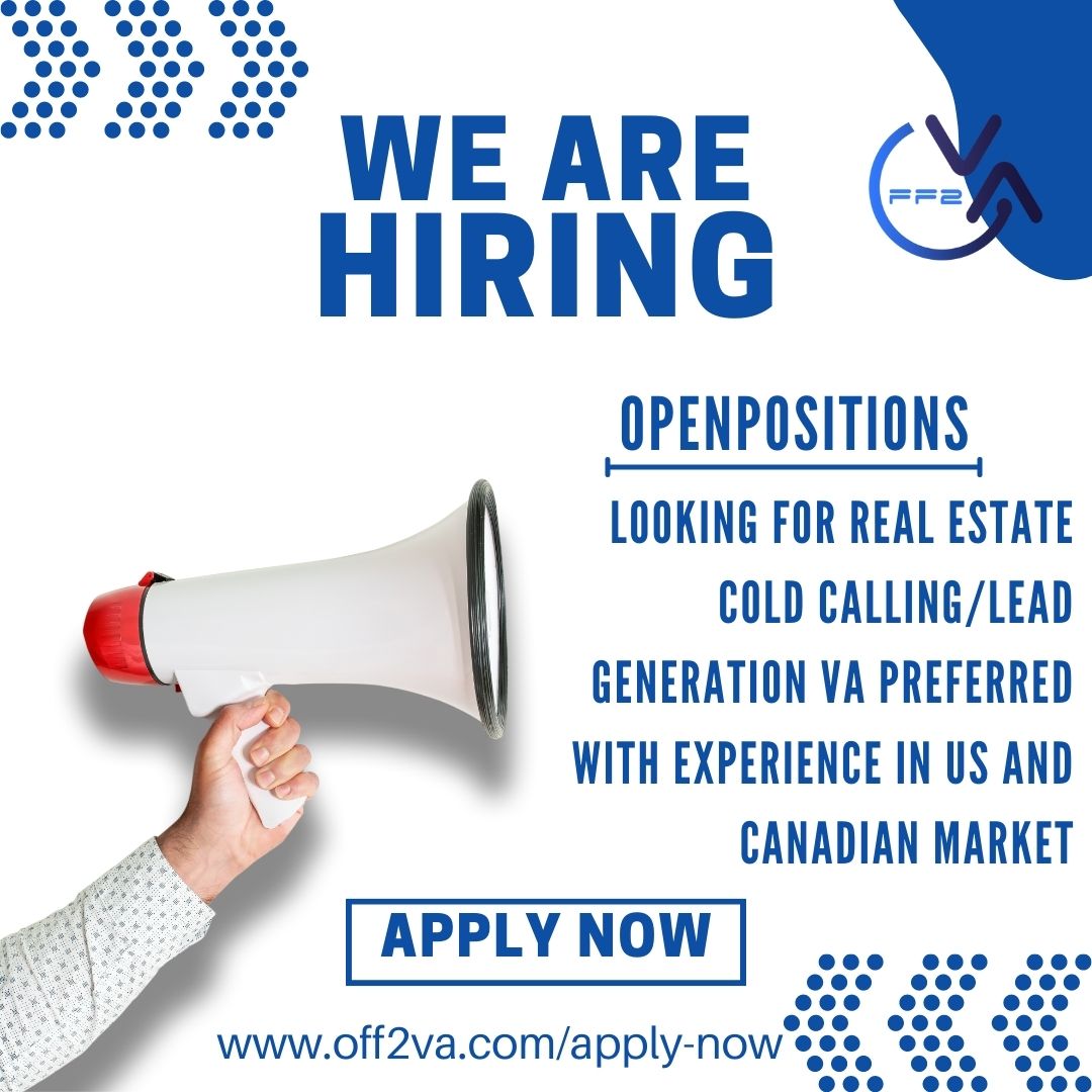 off2va_'s tweet image. WE ARE HIRING NOW! Looking for Real Estate Cold Calling/Lead Generation VA preferred with experience in US and Canadian Market!
Experienced Real Estate Appointment Setters in US and Canadian Market