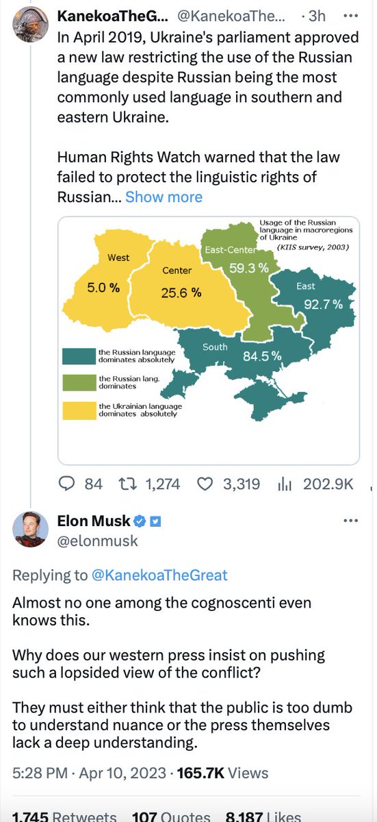 Ukraine's parliament voted 278-38 for 'protecting the functioning of the Ukrainian language as the state language.' Like France does with French. No one punished for what they speak. The reason people don't say that justifies Russia attacking 3 years later is because it doesn't.