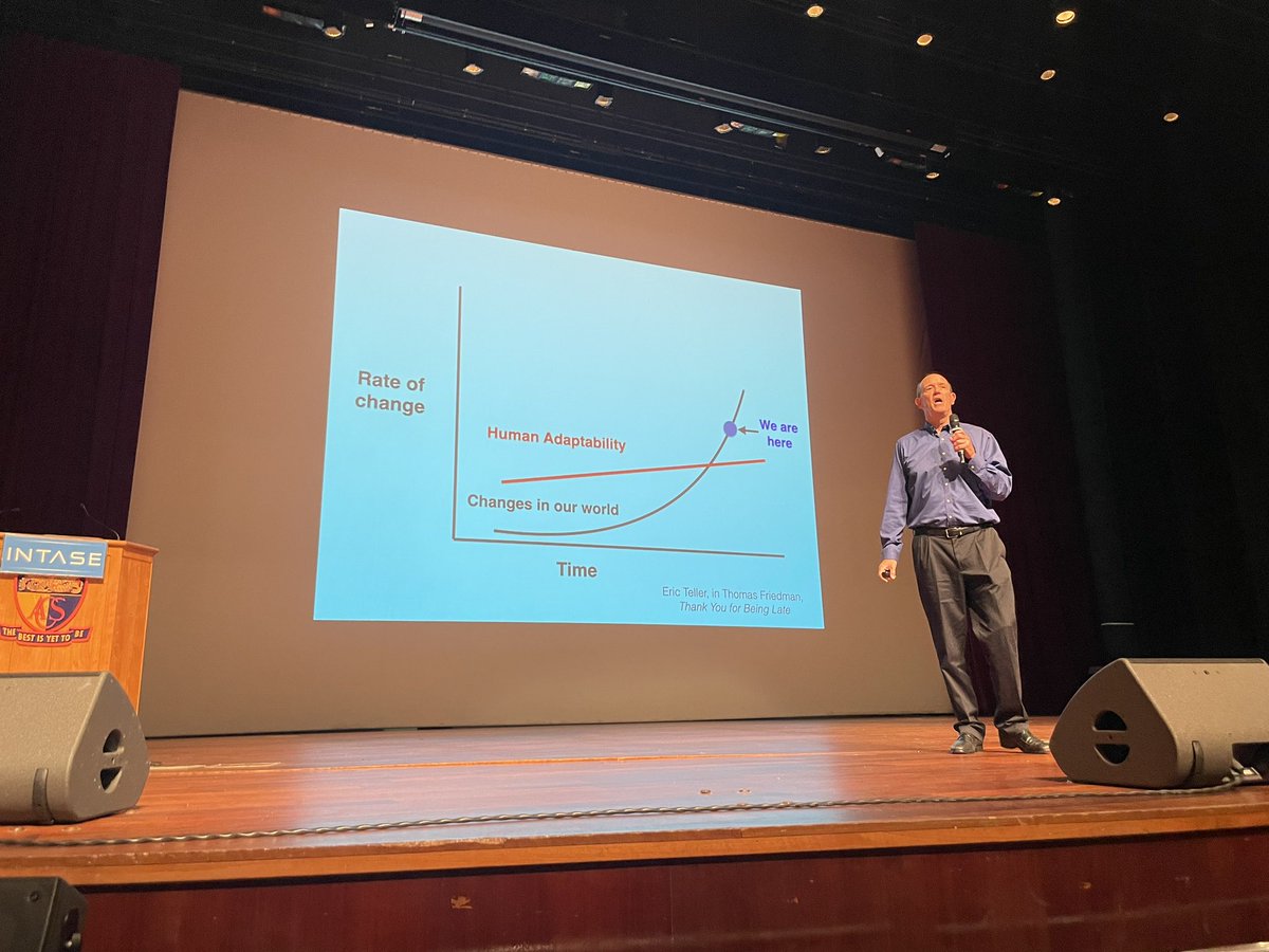 The first keynote of the day from @GrantLichtman highlighting the rate of change and the future of education. #worldedulead2023 #evolvingeducation