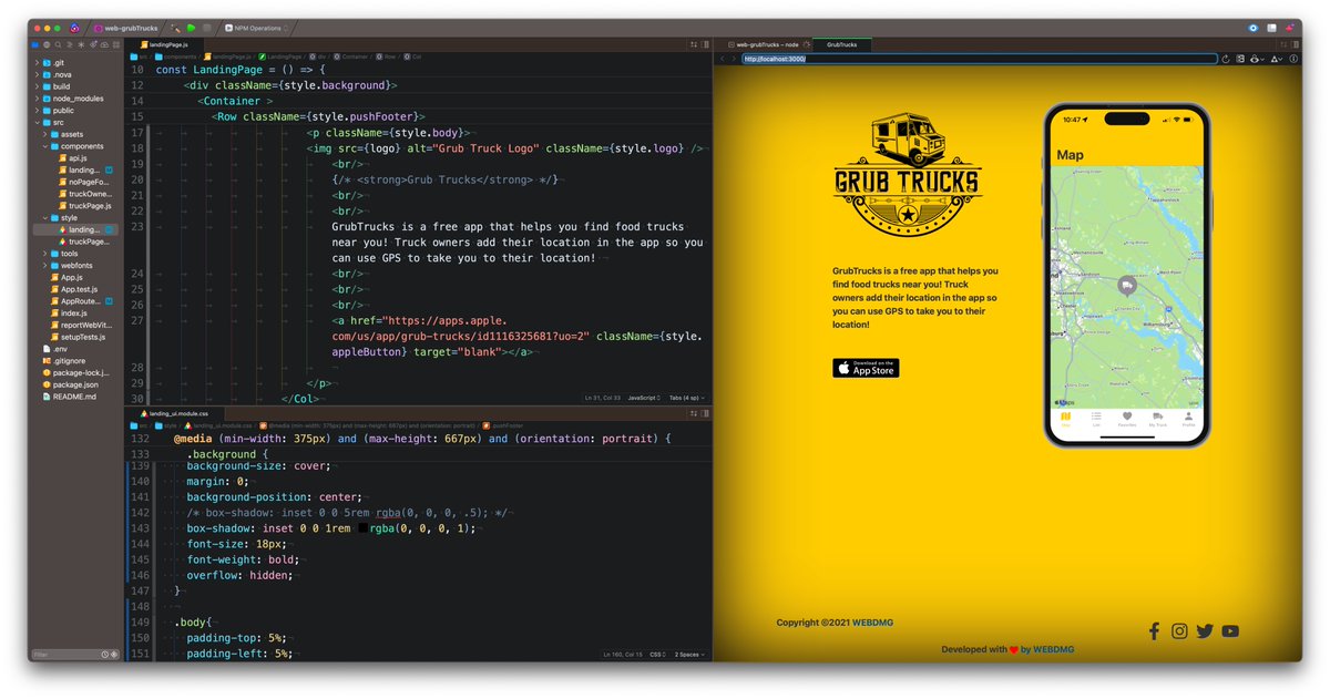 kincade71's tweet photo. Doing some late night coding in @reactjs with Nova @panic and Xcode Simulator @Apple for @WEBDMG and @trucks_grub #veteran #USMC #iOS #streetfood #foodtruck #foodTech https://t.co/1LiIdXf680