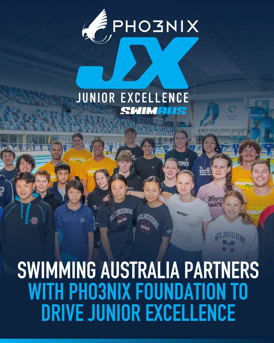 Swimming Australia (@swimmingaus) on Twitter photo We're excited to announce our partnership with <a href="/Pho3nix_Fdn/">Pho3nix Foundation</a> to drive the Junior Excellence program, further supporting the pathway for young swimmers and Pho3nix Foundation’s mission to encourage more kids to be more active, more often.
Read more: bit.ly/JX-Partnership We're excited to announce our partnership with <a href="/Pho3nix_Fdn/">Pho3nix Foundation</a> to drive the Junior Excellence program, further supporting the pathway for young swimmers and Pho3nix Foundation’s mission to encourage more kids to be more active, more often.
Read more: bit.ly/JX-Partnership