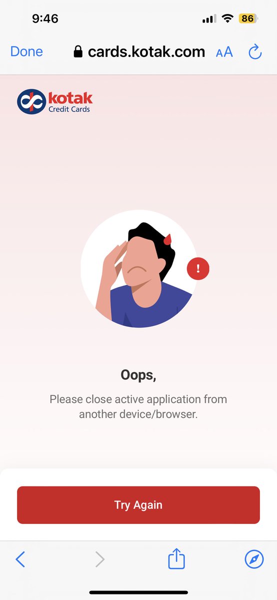 AMShah0505's tweet photo. Its hard to do a video KYC. Applied for a @KotakBankLtd credit card few weeks back. System errors no help from the bank https://t.co/CPD5fub7WM