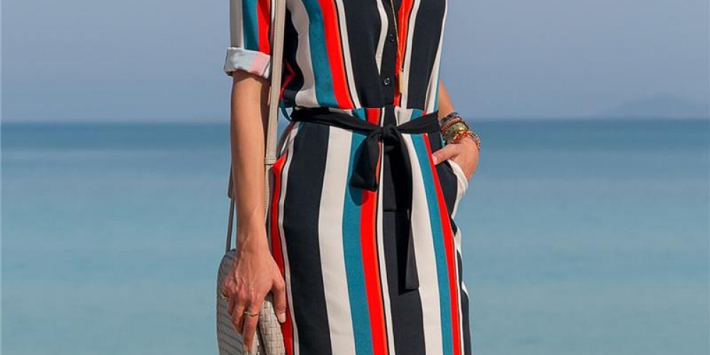 Striped A-line Print Boho Beach Dresses Women Long Sleeve Office Shirt Dress Mini Party Dress #londonfashion #Lebanesefashion #italyfashion #newyorkfashion #Dubaifashion eezymart.com/chiffon-dress-…