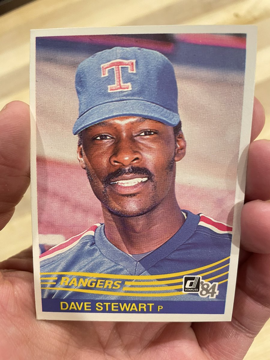 TXBaseballCards's tweet photo. Love the ‘84 Donruss. Dave Stewart did not like the ‘84 season. #StraightUpTX #texasrangers https://t.co/9YbalqUDcH