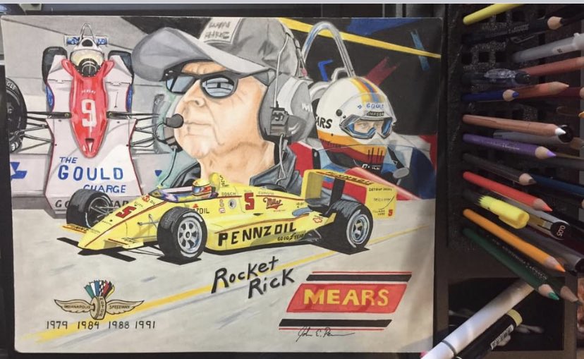 ArtPepon's tweet photo. Reposting this sketch as a bit of motivation to better my skill as I’m about to start on a Helio Castroneves collage- if my ADD let’s me finish that is! 

#rickmears #rocketrick #indycar #indycarart #Indy500 #INDYCAR #ArtistOnTwitter #drawing https://t.co/LwoeJgmZ1z