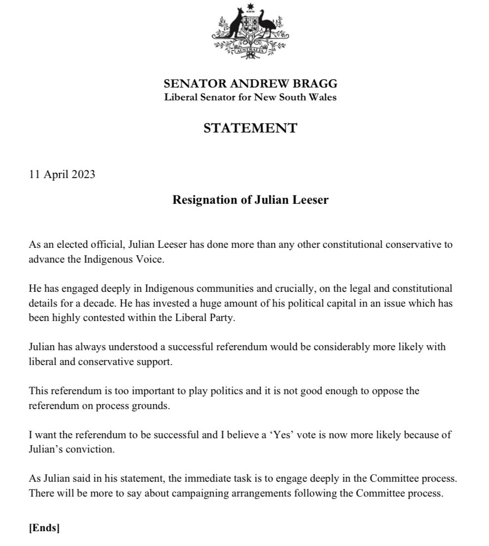 ajamesbragg's tweet image. Statement on Leeser resignation.