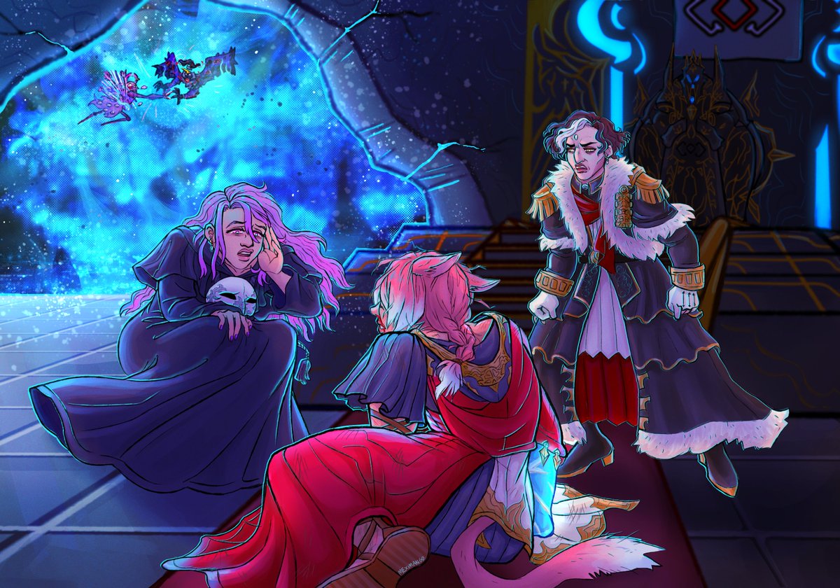 meximango's tweet photo. Collaborating with @peltyfluff  as team villain party time for the #ffxivbb event hosted at 
@ffxivbb was an amazing journey!! 

It was super fun working on this project together. Hope everyone loves "a series of anecdotes from the teller of tales" as much as I do! 💖
#ffxivart https://t.co/FDimUtM673