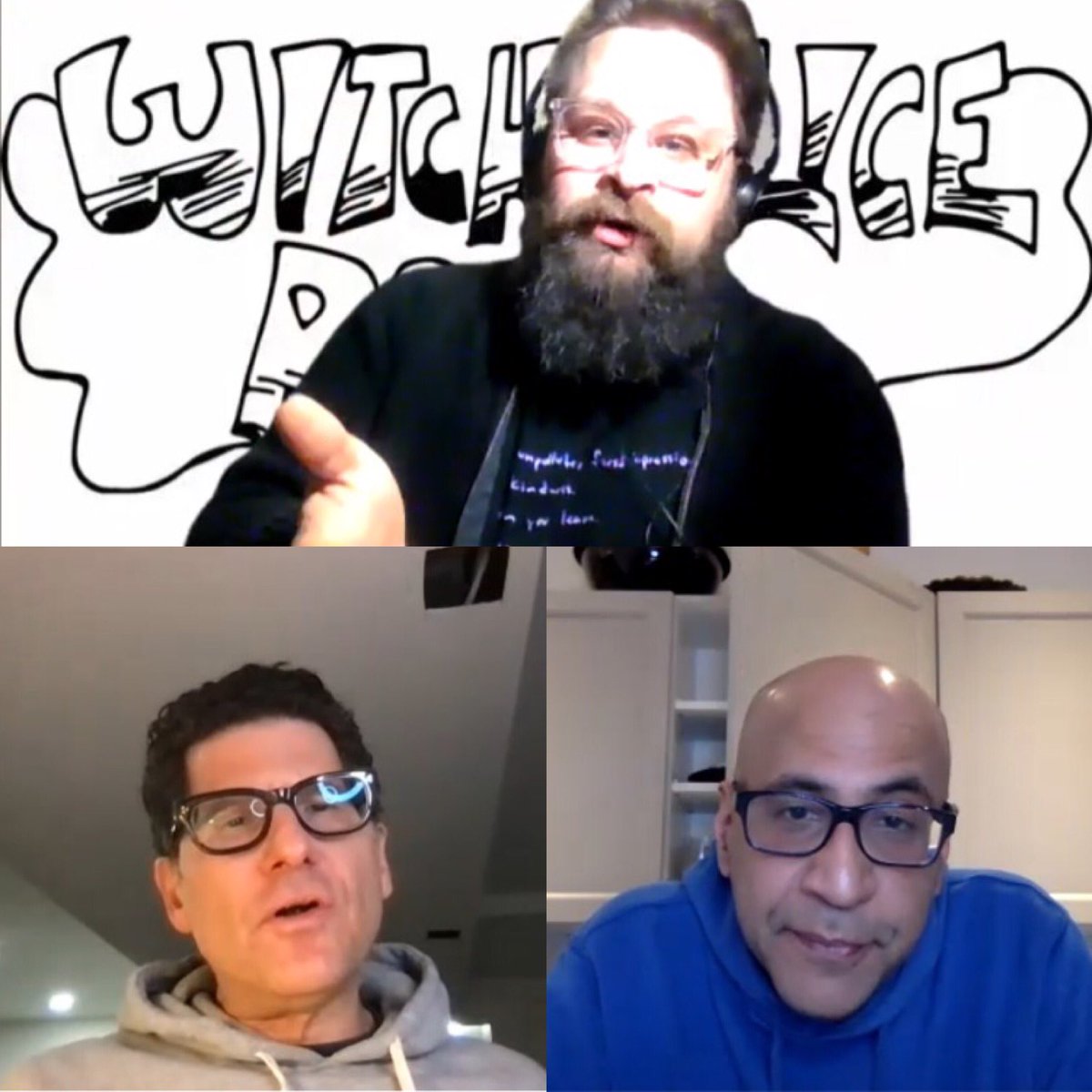 WitchpoliceFM's tweet photo. Great conversation tonight with @sammykohn and @listentodg of @Watchmenmusic!

We talked about the upcoming 25-year reissue of ‘Silent Radar’, the staying power of their songs from that era, that CD’s pioneering enhanced/online features, and much more.

Stay tuned… https://t.co/kigaqCzV76
