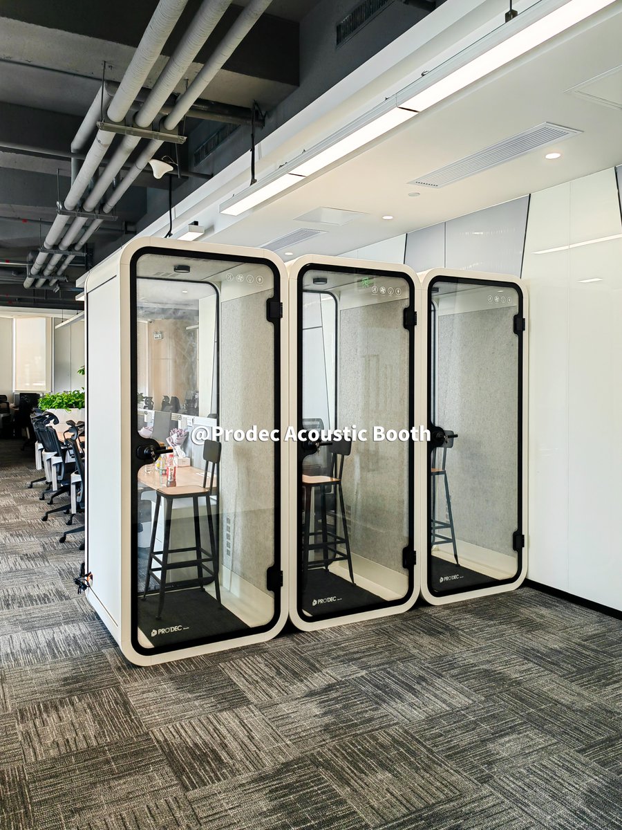 AcousticProdec's tweet photo. Are noisy coworkers interrupting your workflow in the open-plan office? Our soundproof booths provide a private and quiet space to work, reducing stress levels and improving productivity. Say goodbye to distractions and hello to a better work environment!  https://t.co/5h92JJhB3q https://t.co/A5a9Sd6C2k