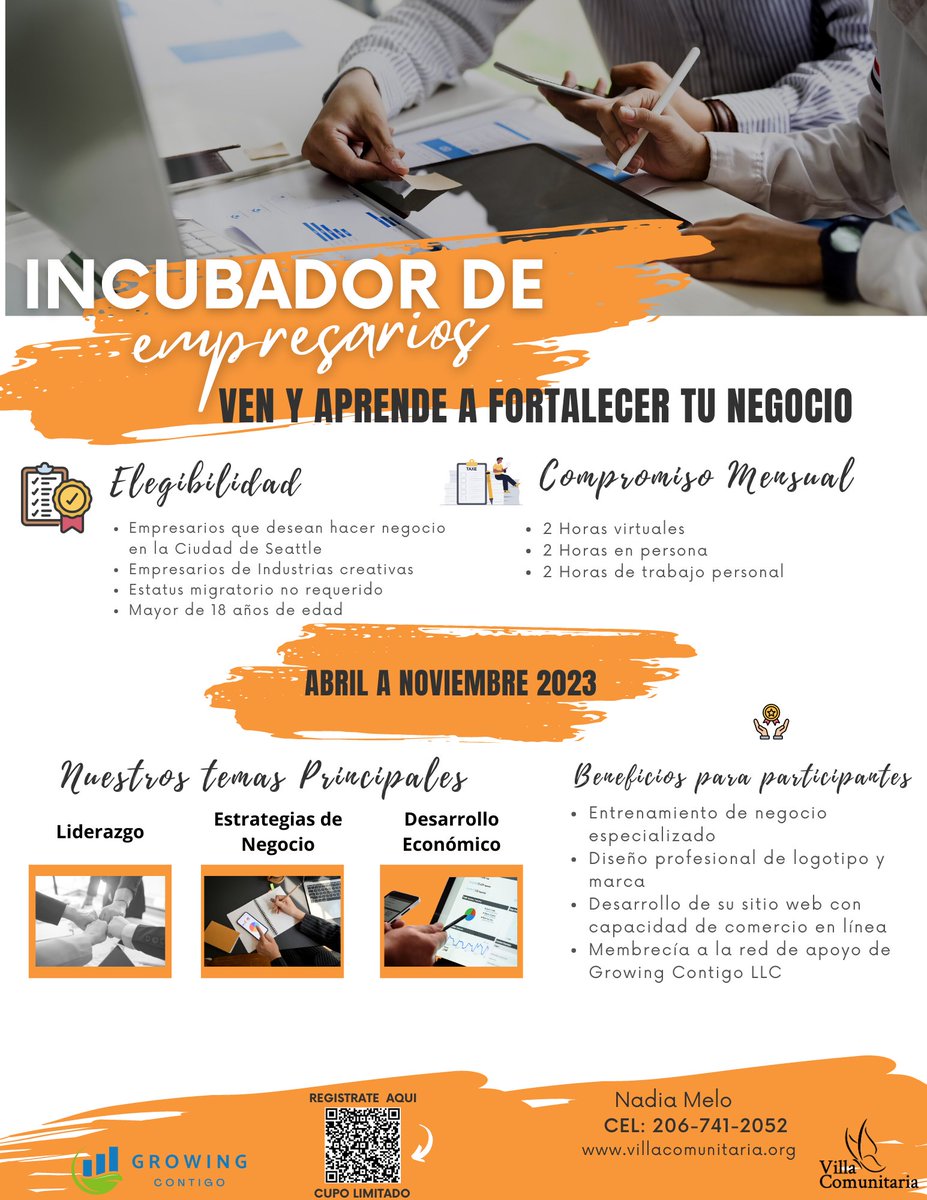 Anunciando el nuevo Incubador de Empresarios en South Park Seattle!
¿Eres un negocio trabajando en la industria creativa? ¿Te gustaría aprender a fortalecer tu negocio? ¡Aplica hoy para participar en el nuevo Incubador de Empresarios! 
forms.office.com/r/ptduiVkMKx