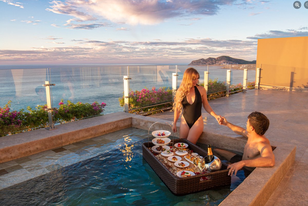 Welcome to one of the most romantic destinations in Mexico. Grand Velas Los Cabos is the perfect place for couples' getaways! Enjoy the mesmerizing ocean view with a small appetizer at your private pool.