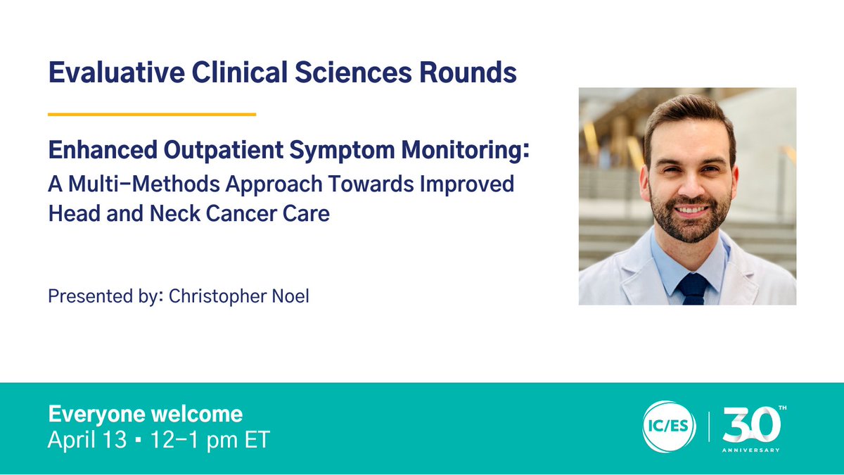 On April 13, <a href="/chrisnoelmd/">Chris Noel, MD PhD</a> will provide an overview of <a href="/CancerCare_ON/">Cancer Care Ontario - now Ontario Health</a>'s #patient reported outcomes symptom monitoring program. Join #ECSRounds at noon bit.ly/3MoiB5MID: 824 3525 8546/Password: 1234