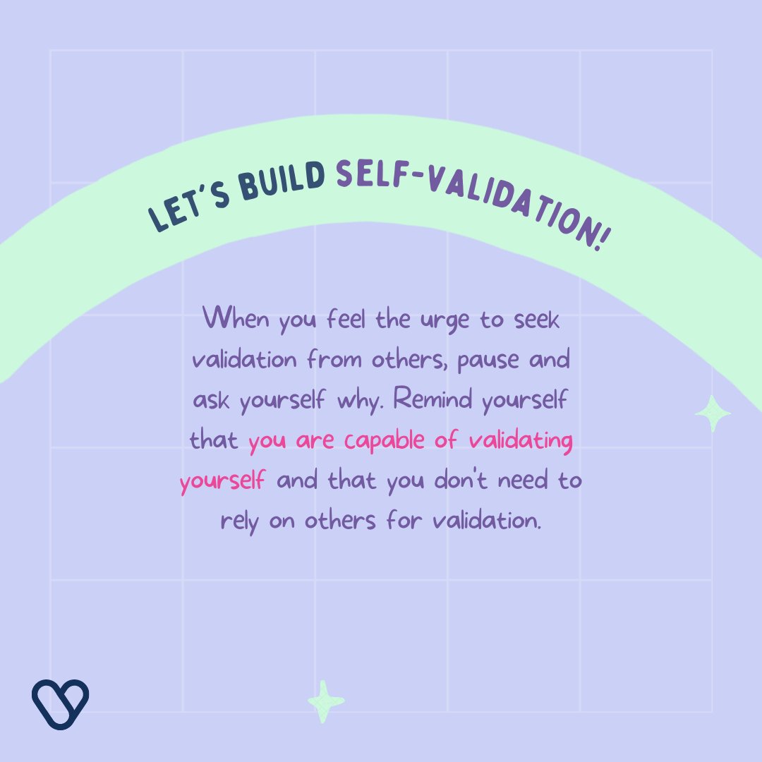 SafeTalkApp's tweet photo. Seeking validation from others can be like chasing a moving target. But when you trust yourself, you always know where to find the answers you need.

#validation #validateyourself #trust #trustyourself #reassurance #coping #mentalhealth #anxiety #therapy #selfcare #trauma https://t.co/KaBDPEEARt