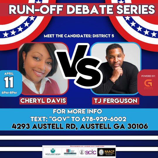 cobbdemocracy's tweet image. Tomorrow, come out and meet the  candidates for District 5 in Mableton,GA.

Cheryl Davis &amp;amp; TJ Ferguson. 

Time: 6pm est to 8pm est . 

Location: 

4293 Austell Rd 
Austell, GA 30106

#cobbcounty #mabletonga #mableton #elections #blackvotersmatter #cobbcountydemocracycenter