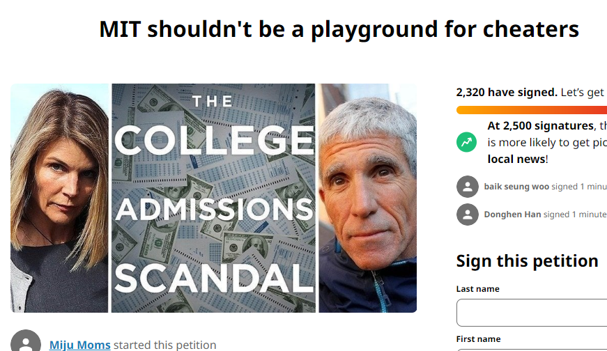 The "fake genius" daughter of South Korean justice minister Han Dong-hoon has allegedly been accepted to MIT. A petition has been launched online asking MIT to reconsider its offer of admission to this student.

change.org/p/mit-shouldn-…