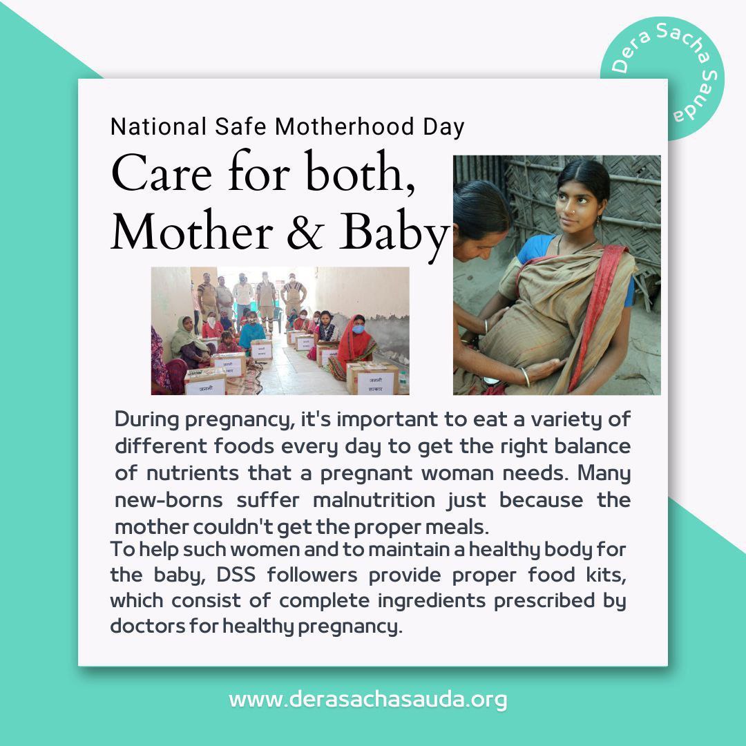 A healthyMotherhood is one of the most captivating dreamofevery woman.Saint Gurmeet Ram Rahim Singh Ji initiated a campaignknown asRESPECT MOTHERHOOD. Under this appreciable initiative,DSSdisciples provide healthy&nutritiousfood topoor pregnant women.
#NationalSafeMotherhoodDay