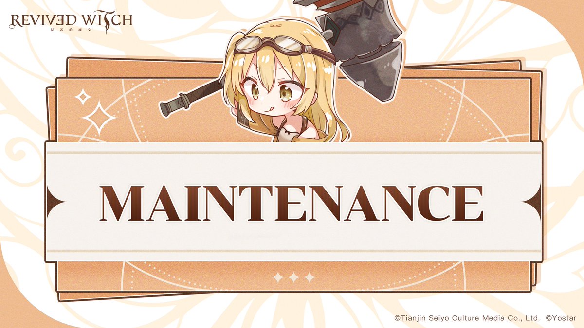 Revived Witch Official (@revivedwitchen) on Twitter photo Dear Master, the maintenance will start in 1 hour. The server will be down from Apr. 11th, 2:00 A.M. to 5:00 A.M. (UTC-7) for approximately 3 hours. Please plan accordingly for the scheduled server downtime.
For any questions, contact us: rw.cs@yo-star.com
#RevivedWitch #Yostar Dear Master, the maintenance will start in 1 hour. The server will be down from Apr. 11th, 2:00 A.M. to 5:00 A.M. (UTC-7) for approximately 3 hours. Please plan accordingly for the scheduled server downtime.
For any questions, contact us: rw.cs@yo-star.com
#RevivedWitch #Yostar