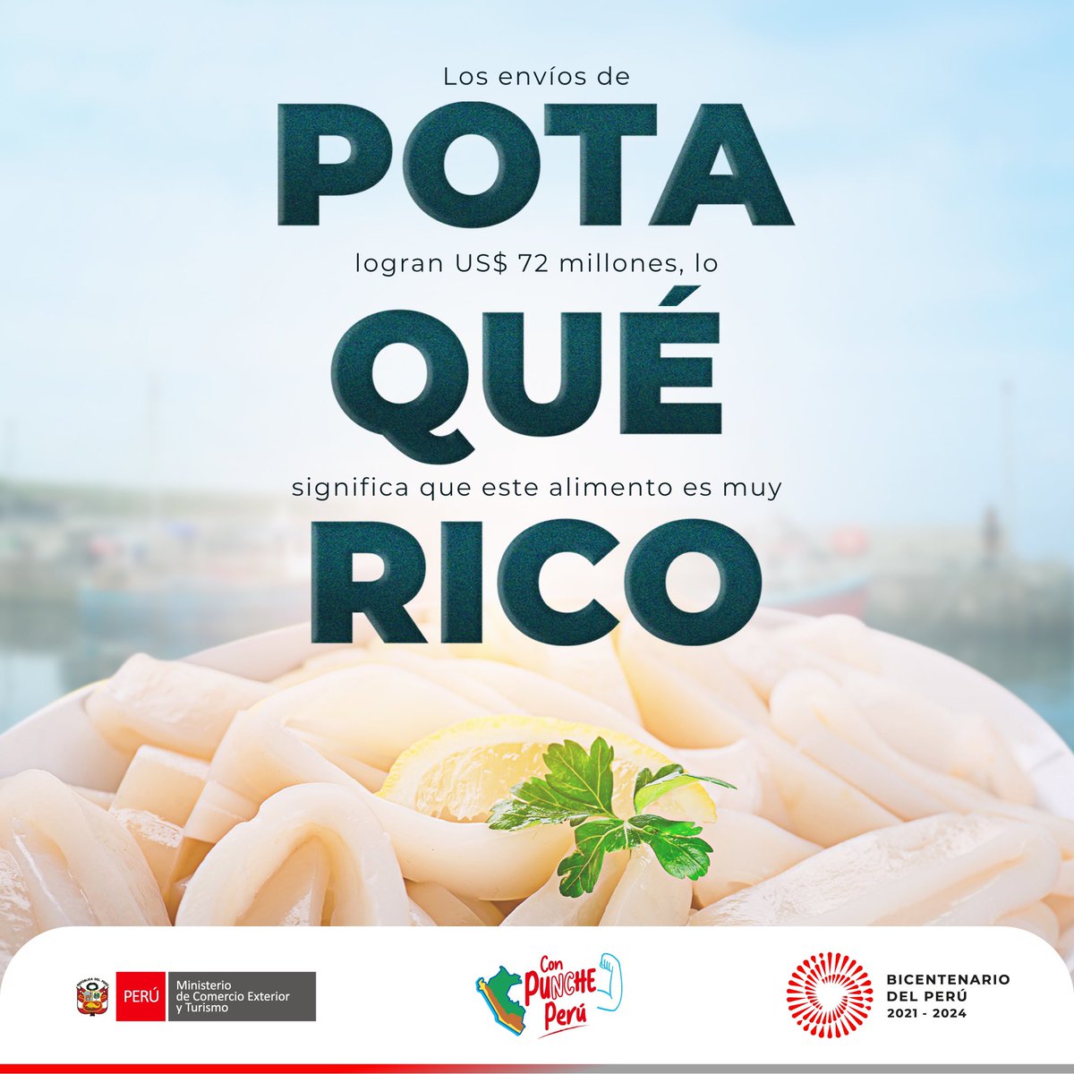 ¡POTA🦑: qué buena noticia! Nuestra pota duplica sus exportaciones y se disfruta en el mundo. 🥳🤩