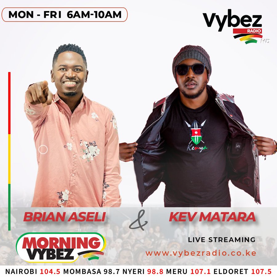 Jambo Africa! Ready to make your morning with great vibez   and dope #loversrock music. leta request ya ngoma tuvuke nayo. Twende kazi!🔥🔥🔥
 #MorningVybez 
#KevAndBrian
@KevMatara & @brian_aseli