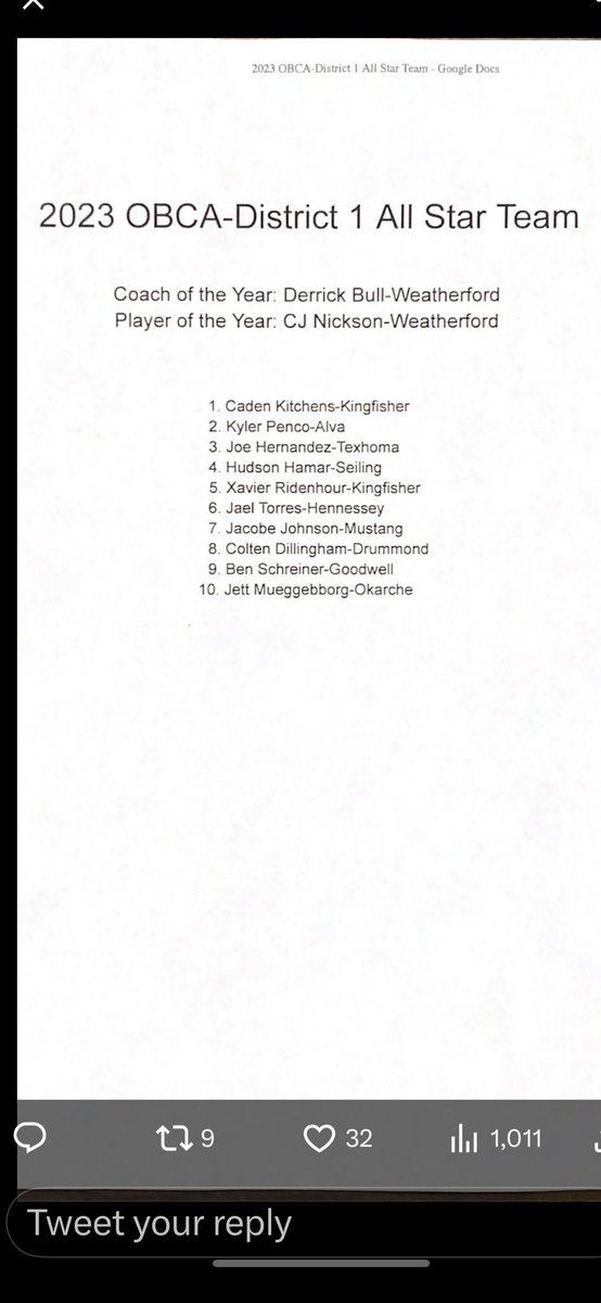 Congratulations <a href="/caden_kitchens/">Caden Kitchens</a> and <a href="/XavierRidenour/">Xavier Ridenour</a> on being named to the 2023 OBCA Region 1 All-Star Team.