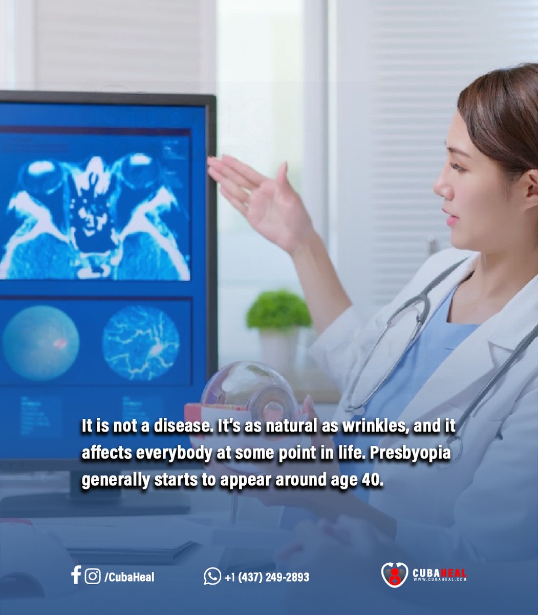 Cuba_Heal's tweet photo. What is Presbyopia

Reach us by Whatsapp : +1 (437) 249-2893
Take a look to our website : https://t.co/xkDkKDehYk

#doctor #Medical #medicaleducation #memes #eyes #vision #eye #DidYouKnow #presbyopia https://t.co/2cKwa8p72s