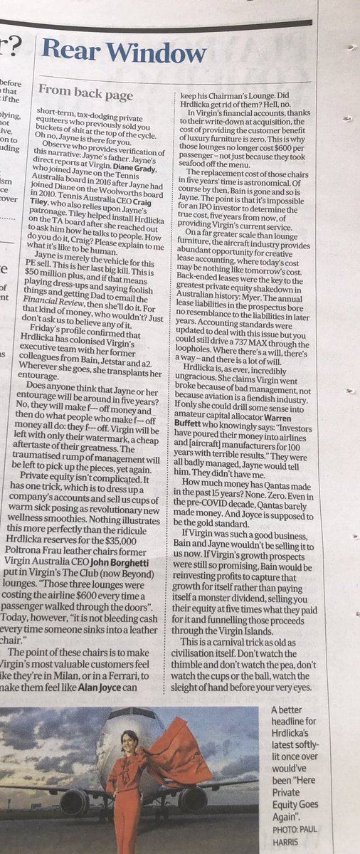 Joe Aston eviscerates Virgin Australia CEO.  ICYMI 🔥🔥