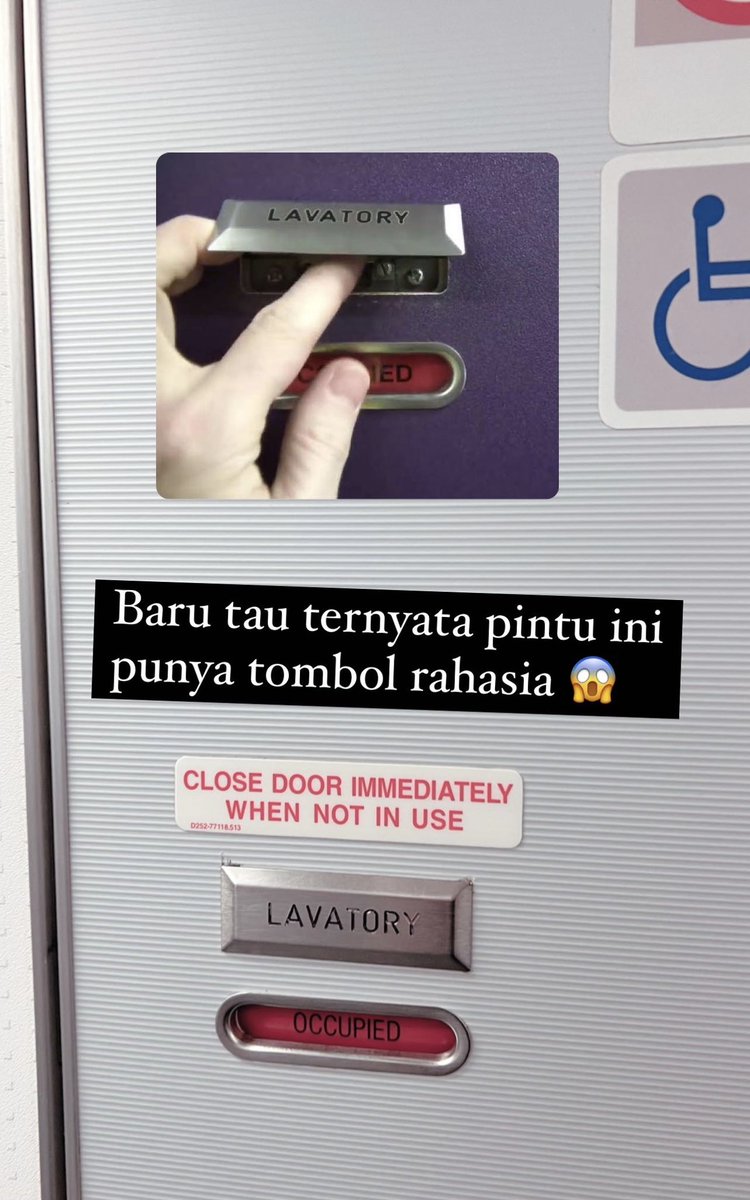 juliuzickboy's tweet photo. Barusan liat langsung pramugari ngeganti tulisan OCCUPIED nya jadi VACANT, pas di dalem toiletnya kosong ga ada orang. #hiddenbutton https://t.co/TMAlNfWaFf
