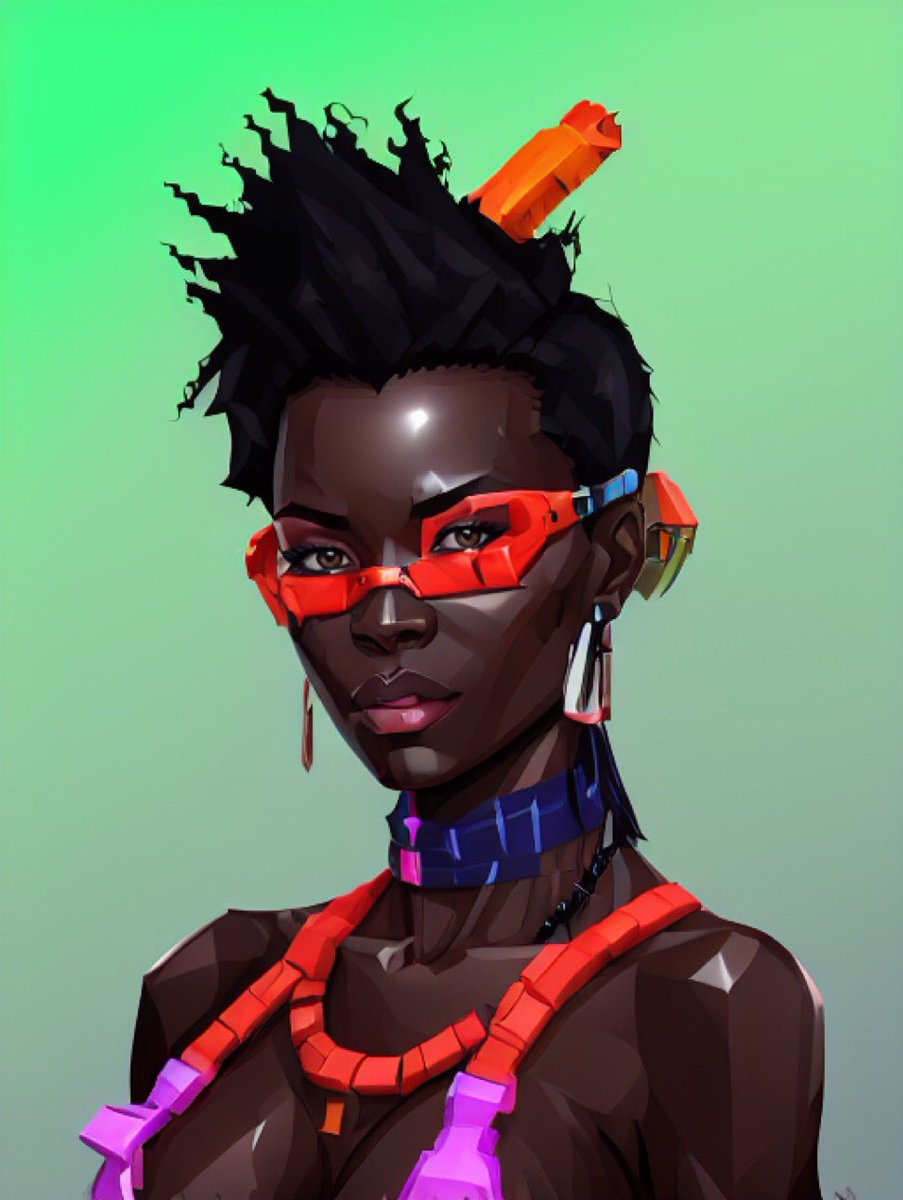 josiebellini's tweet photo. The left is my @proof_xyz grails artwork “Her”, the right is @rhett’s interpretation of my artwork as if she was a CyberBroker 💚💚 https://t.co/oFgaTfWFDm