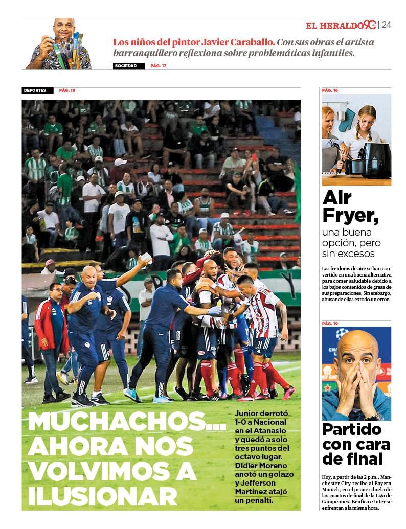 MUCHACHOS... AHORA NOS VOLVIMOS A ILUSIONAR 🥳🔥

👉 Aquí la contraportada que saldrá en EL HERALDO este martes, 11 de abril ✍️.