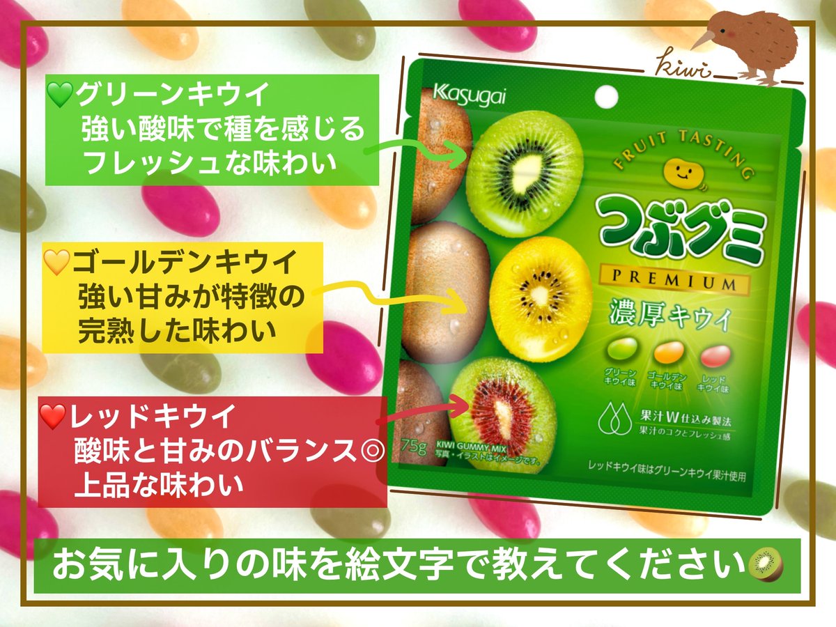 もう食べた？🥝）） （（つぶグミプレミアム濃厚キウイ）） 濃厚キウイ