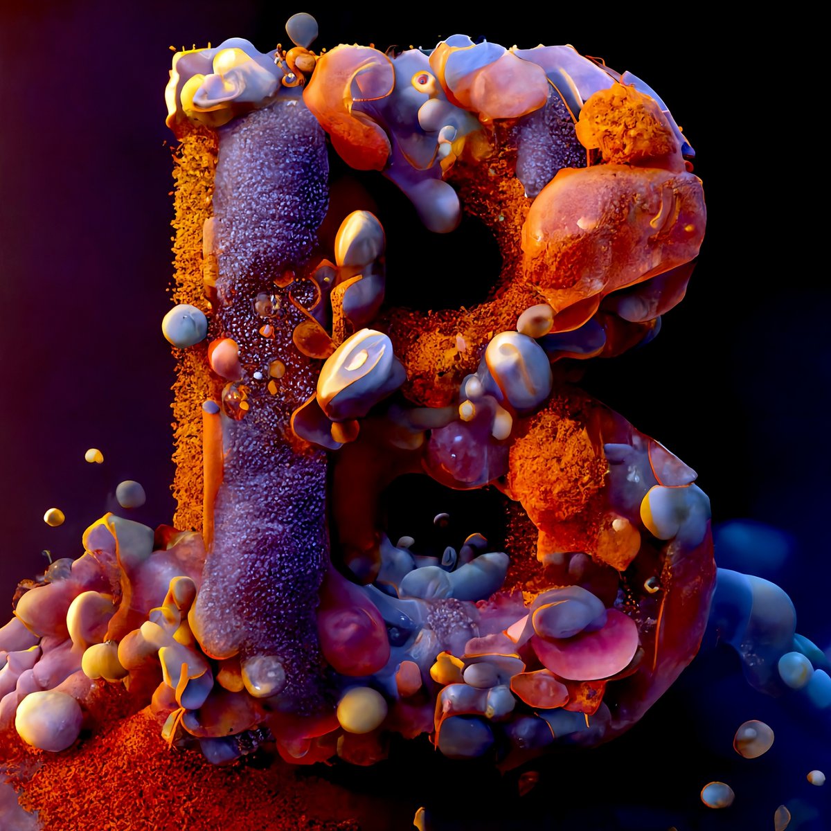 bluetypo's tweet photo. Today's letter for the #36daysoftype10 challenge is B! For this one, I went for a more playful and whimsical design with AI made letterform and some fun prompt experiments. Let me know what you think. ✌️ #36days_B https://t.co/QFEbMduFqF